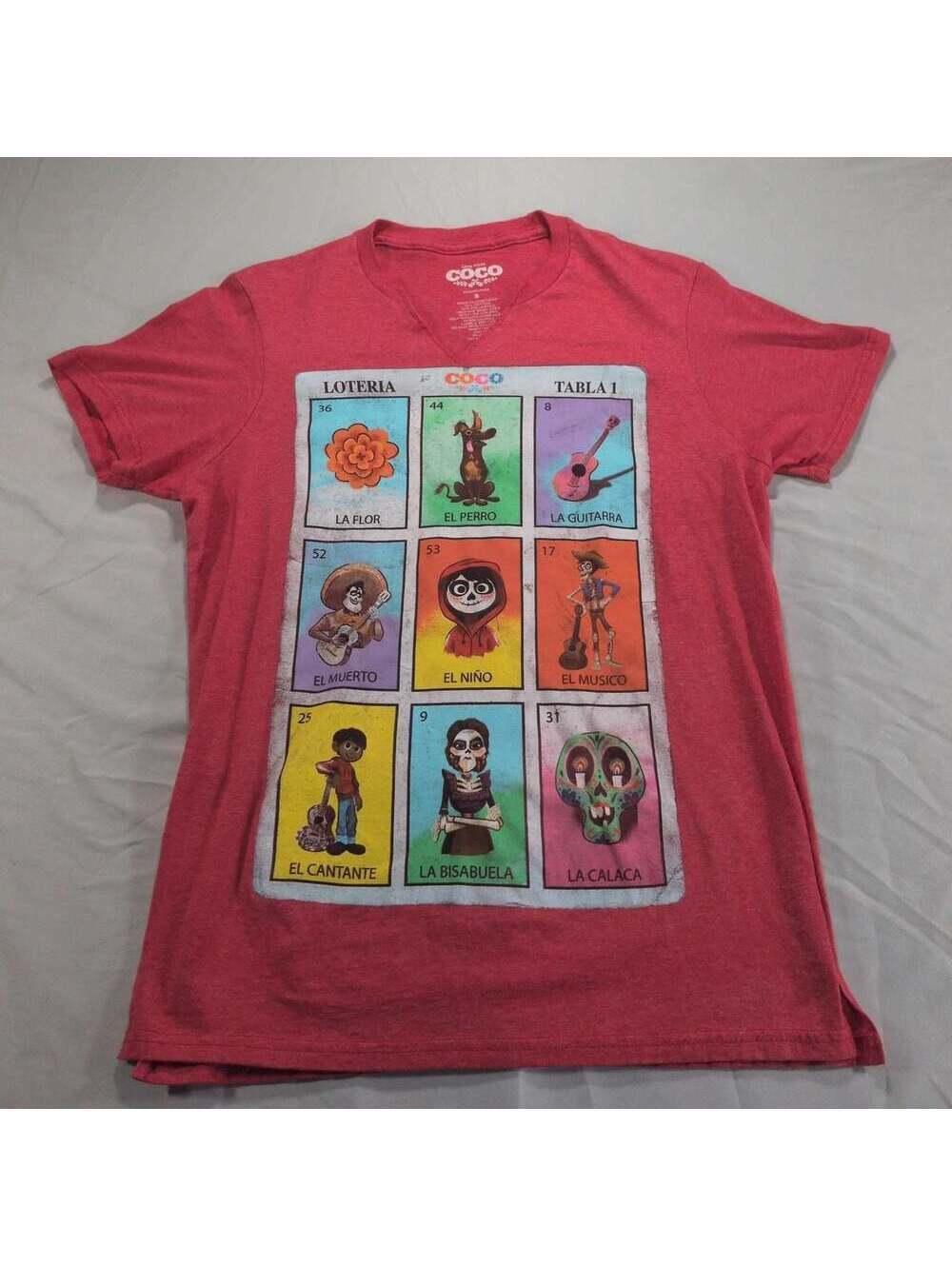 Disney Pixar Coco Loteria Graphic T-Shirt Red Size S